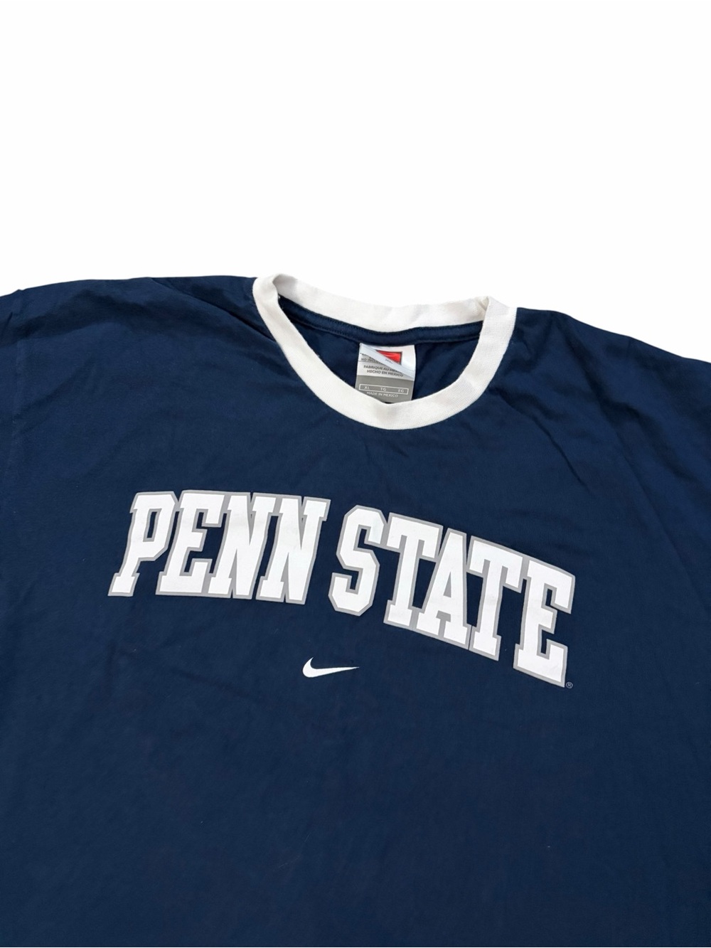 VTG Nike Team Penn State Ringer Tee Shirt Men’s XL Navy Y2K Center Swoosh
